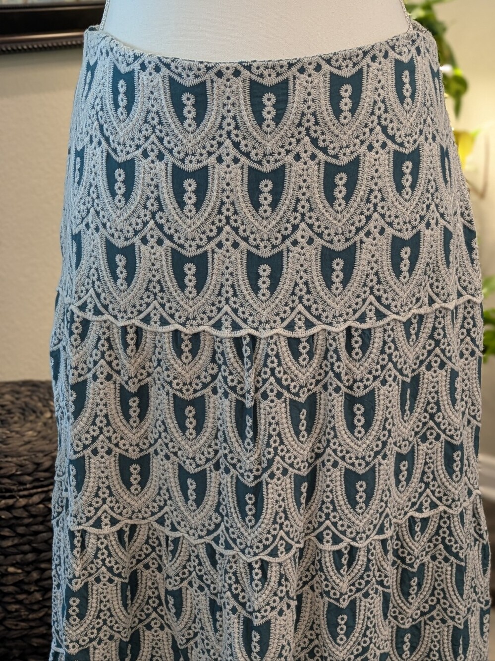 Dainty Green/Blue Maxi Skirt - Picture 2 of 5
